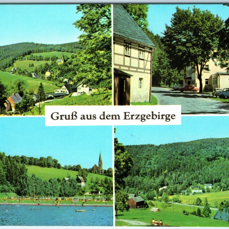 c1970s Erzgebirge Germany Greetings Holzhau Rechenberg-Bienenmuhle 4x6 PC Vtg M5