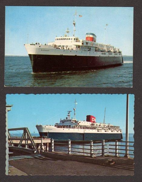 ME Lot 2 Bluenose Ferry Boat Ship Bar Harbor Maine Yarmouth Nova Scotia Postcard