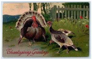 PFB Thanksgiving Postcard Greetings Turkey Toledo Ohio OH Embossed 1908 Antique