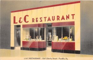 J54/ Franklin Pennsylvania Postcard Linen L&C Restaurant Liberty Street 344