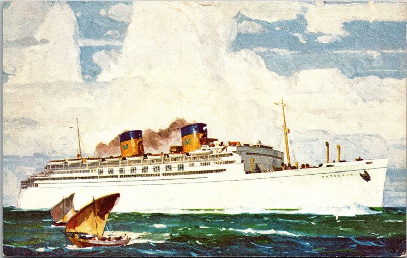 Vtg Matson Line SS Matsonia Passenger Cruise Ship Ocean Liner Postcard