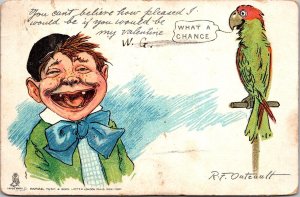 Buster Brown to Parrot, Be My Valentine Outcault Tucks 106 UDB Vtg Postcard V60