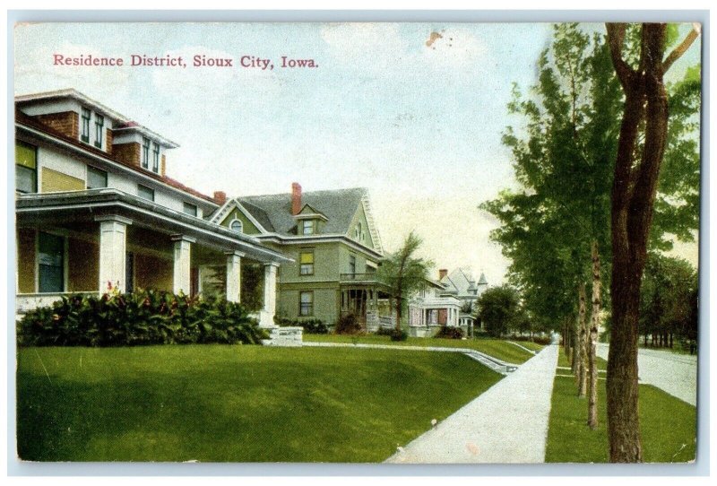 1912 Residence District Houses Street Scene Sioux City Iowa IA Antique Postcard