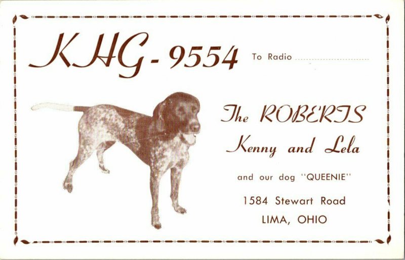 QSL Radio Card From Lima Ohio KHG-9554