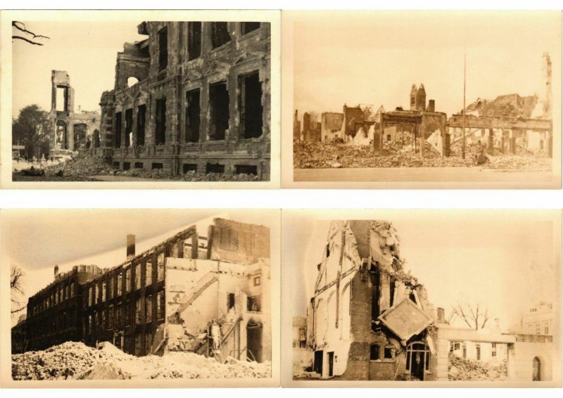 ROTTERDAM NETHERLANDS MILITARY WWII BOMBARDEMENT REAL PHOTO 15 CPA (L2653)