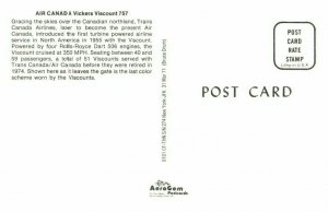 Air Canada Vickers Viscount 757 Airplane Postcard