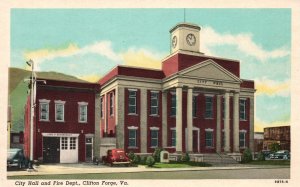 Postcard City Hall And Fire Department Historic Building Clifton Forge Virginia