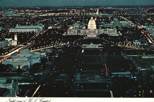 Vintage Postcard Panoramic Night View Top of Washington Monument US Capitol WA