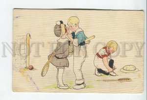 462154 TENNIS Kiss KIDS Sport FASHION Vintage postcard