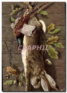 Old Postcard Bunny Rabbits Partridge Hunting