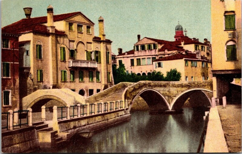 Venezia Venice Canale dei tre ponti Vintage Postcard c1910s