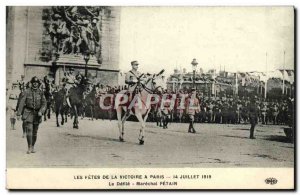 Old Postcard The Holidays Victory parade in Paris Le Marechal Petain