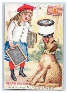 1880s Kerr & Co.'s Spool Cotton Dollar Brand Schoolgirl Cute Dog P208