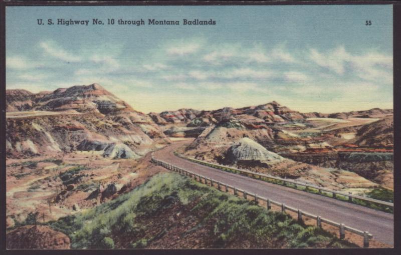 US Highway No 10 Through Montana Badlands