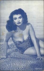 Sexy Burlesque Showgirl Semi-Nude 1920s-30s Arcade Exhibit Card Blue Tint #1 