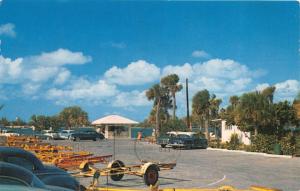 RIVIERA BEACH FLORIDA EMPTY BOAT TRAILERS ATTEST TO POPULARITY POSTCARD 1960