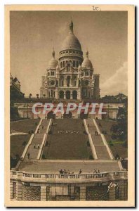 Old Postcard Paris Strolling Basilica of the Sacre Coeur Montmartre and the m...