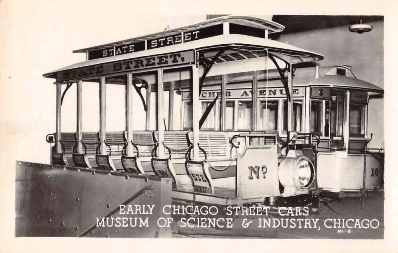 Chicago Illinois Musuem Early Street Cars Real Photo Vintage Postcard AA53729
