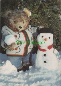 Children Postcard - Toys, Teddy Bears, Snowbear & Snowman RR19524