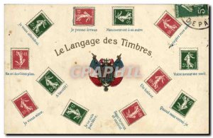 Old Postcard Stamp language Sower 5c 10c Red Green