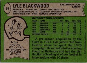1978 Topps Football Card Lyle Blackwood Baltimore Colts sk7194