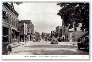 c1940 Front Street Looking East Exterior Classic Cars Buchanan Michigan Postcard