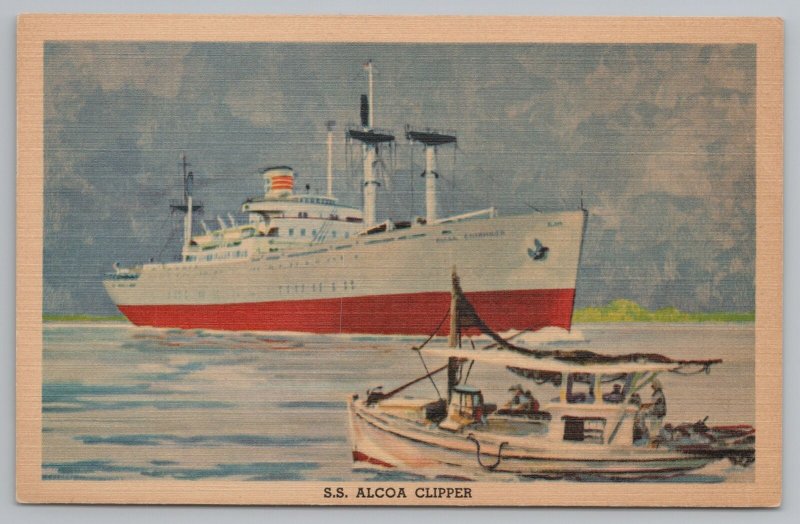 Ship~SS Alcoa Clipper~Caribbean~Linen Vintage Postcard 