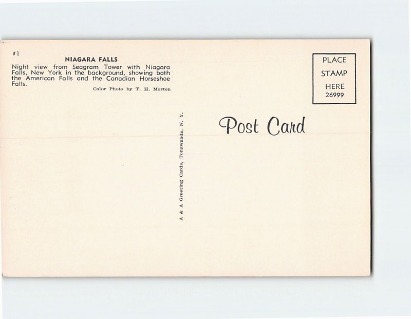 Q-23640 Night View from Seogram Tower Niagara Falls North America