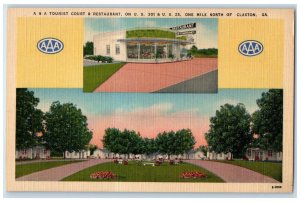 c1940 A & A Tourist Court & Restaurant Cabin Multiview Claxton Georgia Postcard