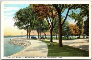 VINTAGE POSTCARD 1920s VIEW OF THE WATERFRONT PROMENADE SEASIDE PARK BRIDGEPORT