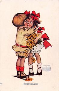 CONSUMATION~YOUNG LOVE~ARTIST SIGNED KATHARINE CASSAWAY ROMANCE POSTCARD 1905