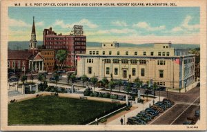 Vtg 1940s Post Office Customs & Court House Rodney Square Wilmington DE Postcard