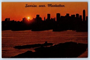 c1960 New York City NY Vintage Postcard Sunrise Manhattan Skyscrapers Building
