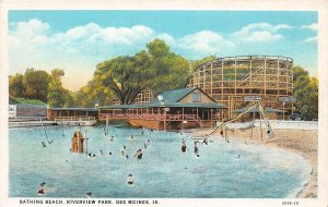 J9/ Des Moines Iowa Postcard c1910 Beach Riverview Park Roller Coaster 205