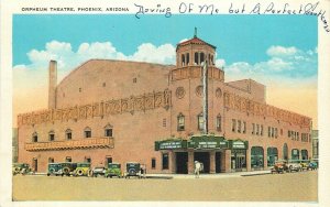 1920s Phoenix Arizona Orpheum Theatre occupation autos Tichnor postcard 25-3796