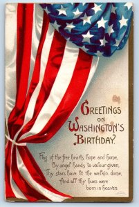 Flint Michigan MI Postcard Greetings Washington's Birthday Flag Clapsaddle 1911