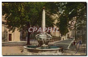 Old Postcard Aix en Provence Fontaine des Quatre Dauphins Rue Cardinale