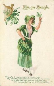 Saint Patrick's Day, Ein go Bragh, Women, Harp, Embossed