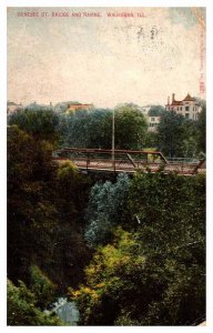 Postcard BRIDGE SCENE Waukegan Illinois IL AT9587