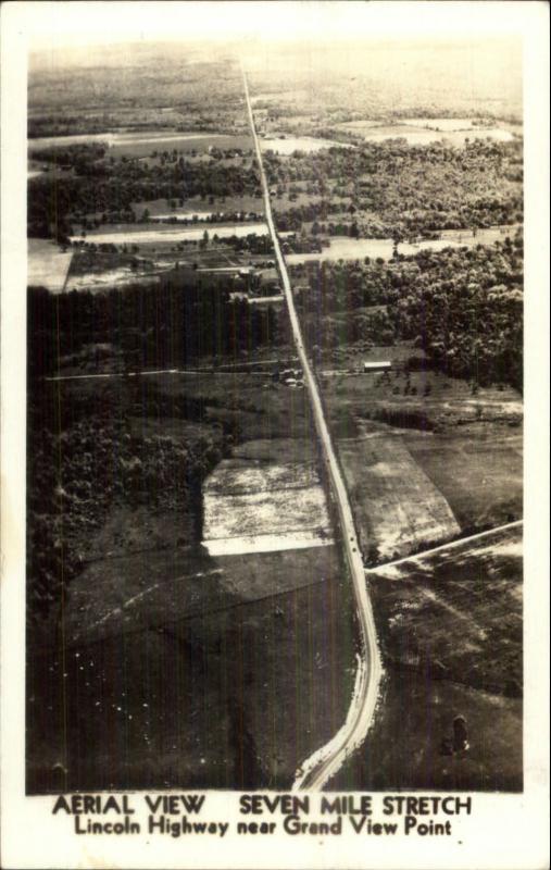 Lincoln Highway Hwy Aerial 7 Mile Stretch Near Grand View Point RPPC