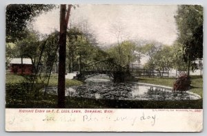 Dowagiac MI Historic Cabin On Lee's Lawn Davidson Family Long Pine Postcard A33