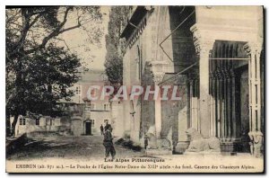 Old Postcard Embrun The Porch of the Church of Our Lady of XII century Basica...