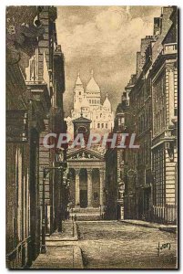 Old Postcard Paris Le Sacre Coeur seen from the Rue Laffitte