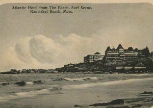 Atlantic Hotel Beach Surf Nantasket Beach Border Massachusetts Postcard Antique