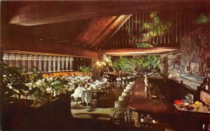 Honolulu Hawaii 1960s Postcard Canlis Restaurant Interior Cocktail Bar