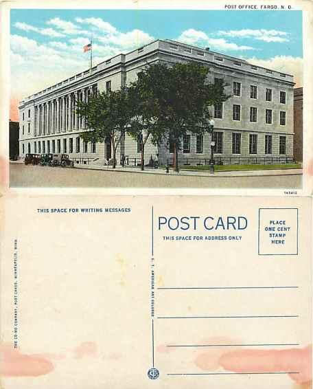 Post Office, Fargo North Dakota, ND, White Border