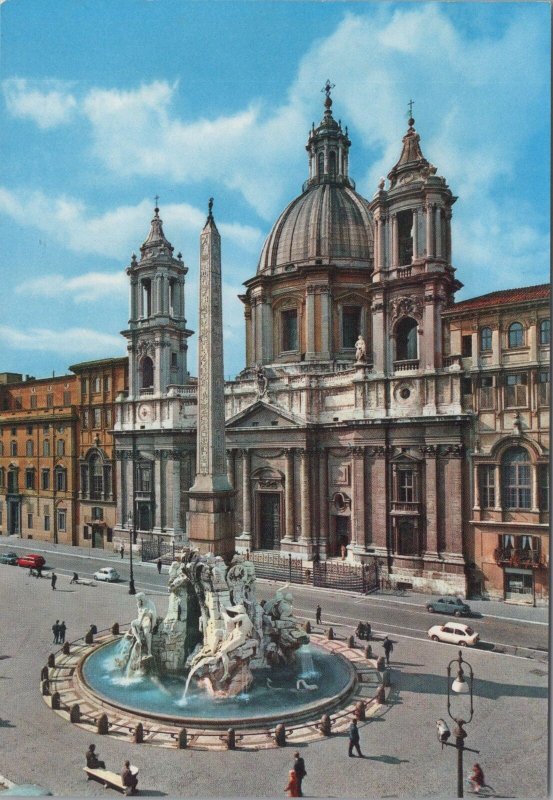 Italy Postcard - Roma / Rome - Bernini's Fountain & Borromini's Church RRR1424