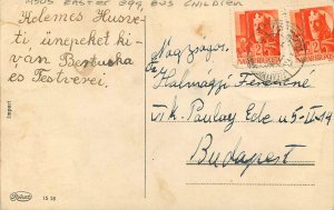 Postcard 1950s Easter Egg Bus Children artist impression 23-3338