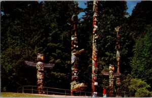 C1970 Totem Poles Stanley Park Vancouver BC Postcard First Nations Indigenous