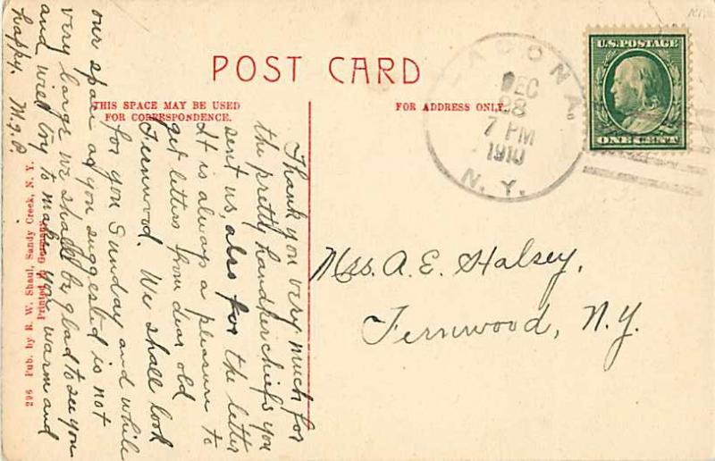 M.E. Church in Sandy Creek New York 1910 Divided Back NY